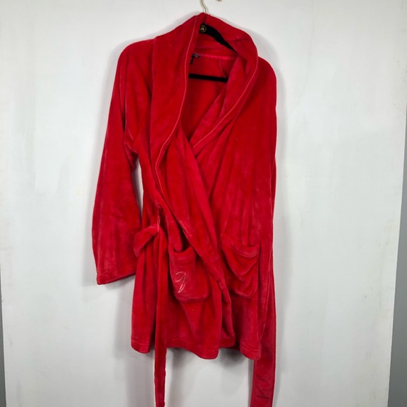 VICTORIA SECRET PINK red fuzzy bath robe - Picture 6 of 6